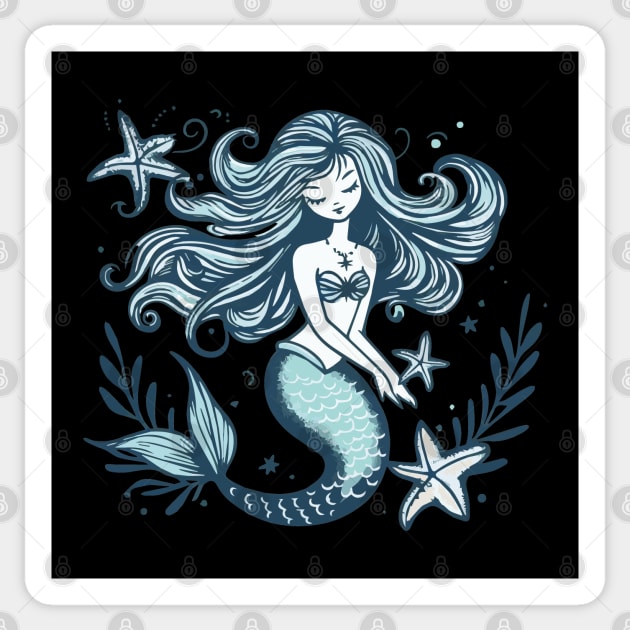 Beautiful Vintage Style Mermaid Sticker by Heartsake